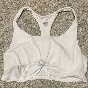 ALO Yoga White Twist Front Sports Bra